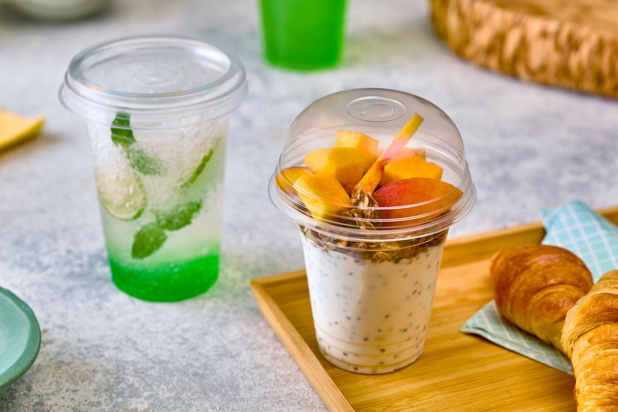 Chill cups with parfait and iced drinks