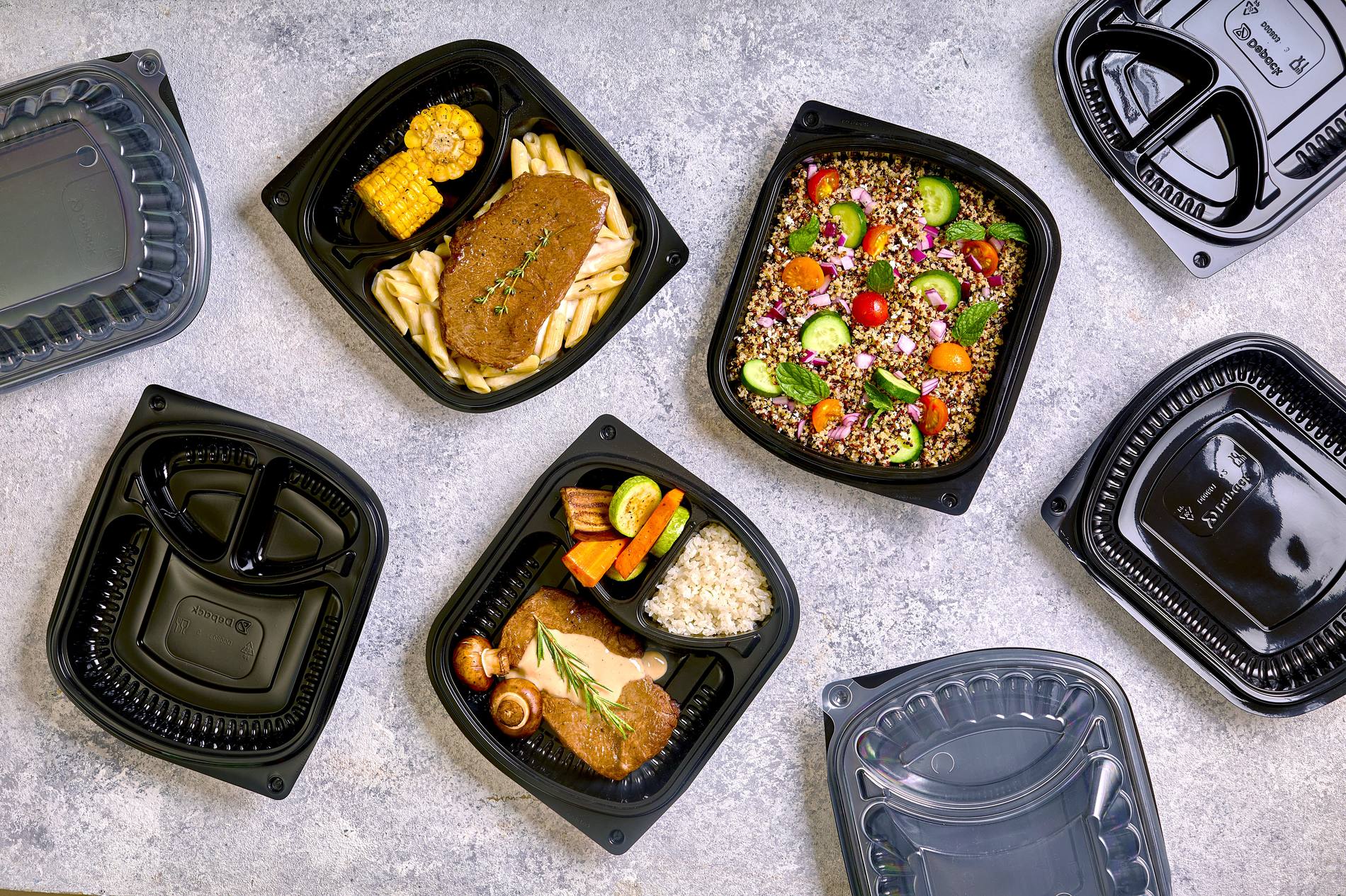 Meals in black Snap Lock meal containers